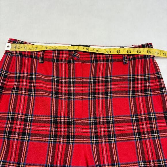 J. Crew High Rise Cameron Red Tartan Plaid Wool Pants Women's Size 4T TALL - Picture 10 of 12